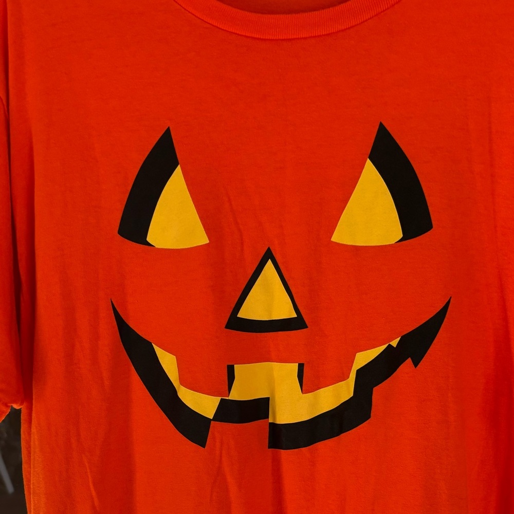 Men's Halloween Pumpkin Face T-Shirt - Orange